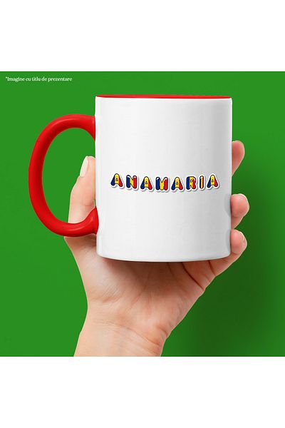 StoryGift Romania Cana Cu Numele Anamaria, Romania, Suporter, Steagul Romaniei, Patriot, 330ml, Ce, Cu ,stg