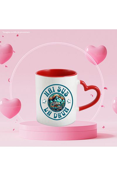 StoryGift Romania Mug let's go on the road adventure with the caravan mountain travel, 330ml, Ceramic with Ma, Cu, STG