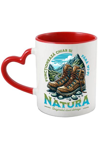 StoryGift Romania Mountain boots mug nature works without wi-fi, 330ml, Ceramic with Handle, With, STG