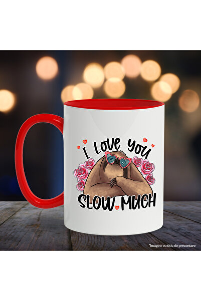 StoryGift Romania Sloth mug with the message "I love you slow much", roses, heart, With,STG