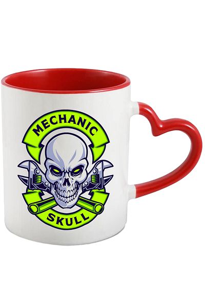 StoryGift Romania Mug With Message In English Mechanic Skull, Key, Skull, Emblem, Multicolor 330, With,STG.