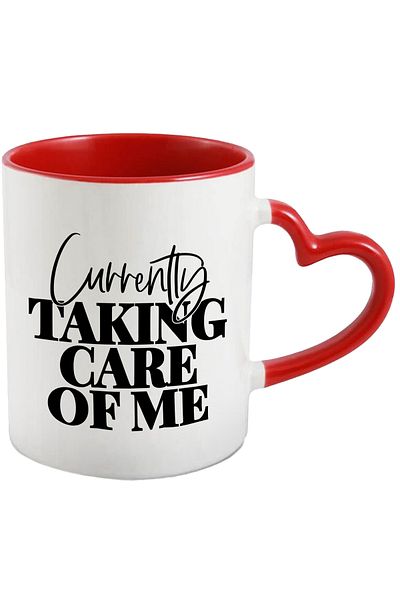 StoryGift Romania Mug for those who take care of themselves - arrangement completed with Red Heart Handle, With M,STG.
