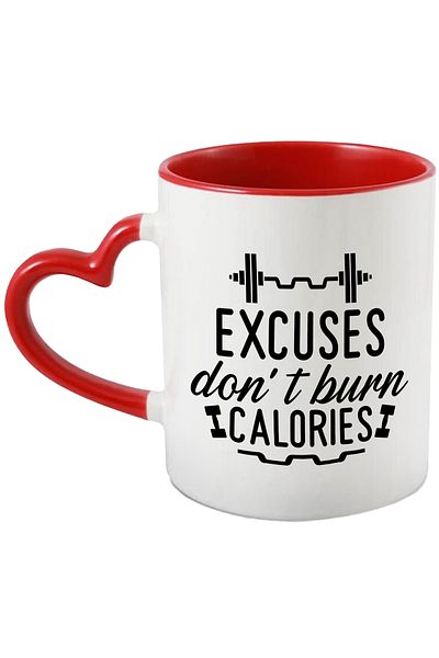 StoryGift Romania Mug with motivational message in English "Excuses don't burn calories" - excuses don't, With ,STG.