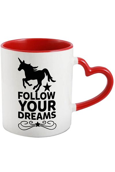 StoryGift Romania Mug with a unicorn and the text "Follow your dreams" - follow your dreams motivated, With ,STG.