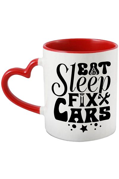 StoryGift Romania Mug for car mechanics with the message "Eat sleep, fix cars" - "eat" sleep, Cu,STG.