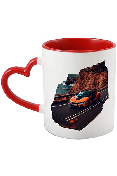StoryGift Romania Mug With Sports Car, Landscape, Road, Water, Mountain, Multicolor 330 ml, Ceramic with M, With, STG.