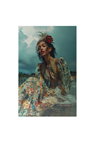 StoryGift Romania Tablou Canvas: Model În Apă Ți Rochie Cu Detalii Florale- F...