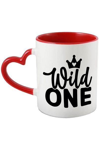 StoryGift Romania Mug with a royal crown and the text in English "Wild one" - the wild one with Handle, With ,STG