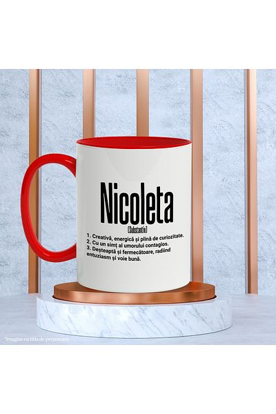StoryGift Romania Mug With Name Nicoleta, and Motivational Message, Creative, Smart, Curious, A, With, STG.