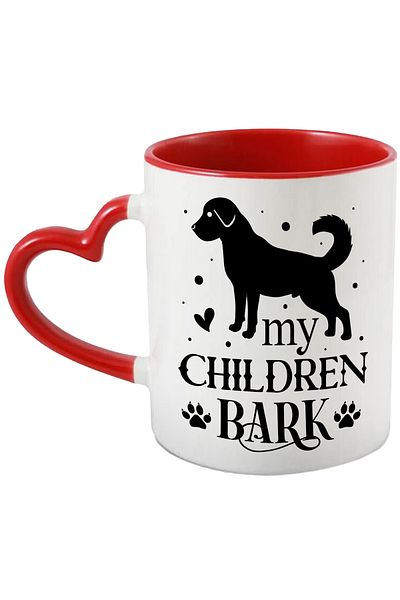 StoryGift Romania Mug for a dog breeder mother - puppy paws with Red Heart Handle, With Handle, STG.
