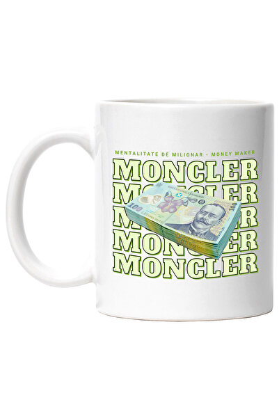 StoryGift Romania Cana _moncler_ - 100 Lei Romanesti, 330ml, Ceramic Cu Maner Alb, Cu Maner Alb Stg ,s,stg