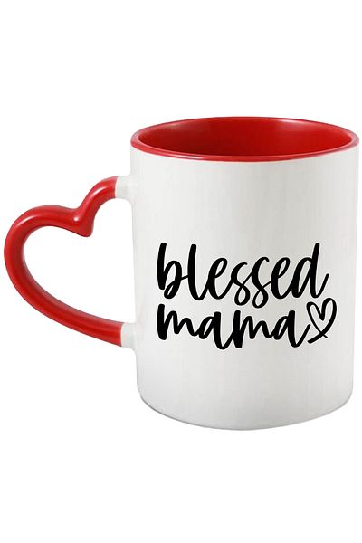 StoryGift Romania Mug for mothers who consider themselves blessed - heart with Heart Handle Ro, Cu, STG