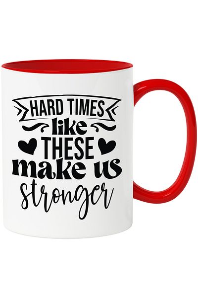 StoryGift Romania Mug with hearts and a message that says difficult times make you stronger, With ,STG.