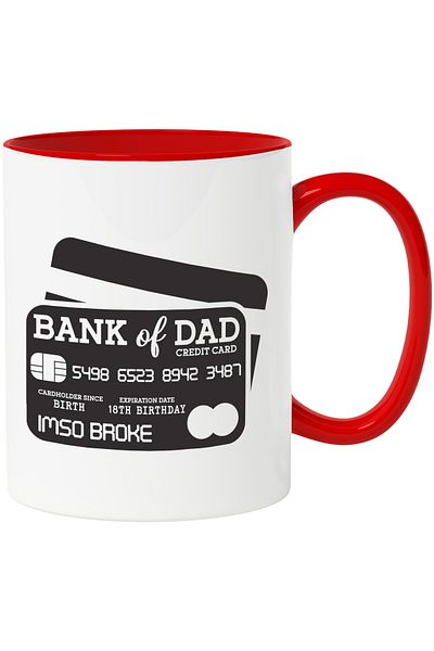 StoryGift Romania Cana Cu Inscriptie Amuzanta Cu Cardul De Credit A Lui Tata, Banca Lui Tata, Cu T, Cu ,stg