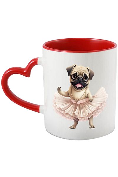 StoryGift Romania Cana Cu Pug, Danseaza, Fusta, Caine, Animal De Companie, Ilustratie, Balet, Lant, Cu ,stg