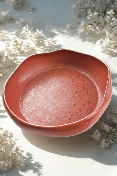Manaferra Handmade Porcelain Asymmetrical 24 cm Salad Bowl Tile