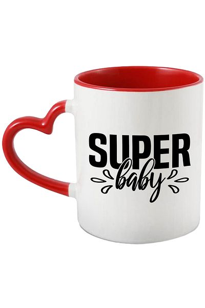StoryGift Romania Mug for a loved and appreciated baby with the message in English "Super baby" with M, Cu, STG.