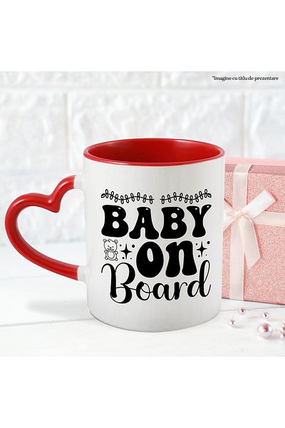 StoryGift Romania Baby mug with the message in English "Baby on board" - baby on board with , With ,STG.