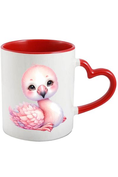 StoryGift Romania Mug with a flamingo bird sitting quietly | illustration | cheerful | blushing | , With ,STG .