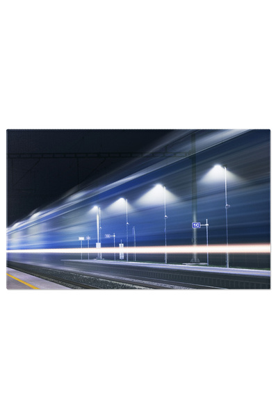 StoryGift Romania Tablou Canvas Traseu Luminos Al Trenului La Statia De Cale Ferata, Calatorie, Noapte, Viteza, L