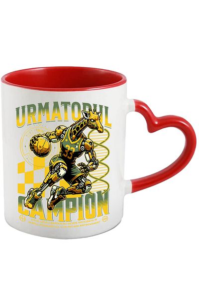 StoryGift Romania The Next Basketball Champion Mug - Robot Giraffe, 330ml, Ceramic with Handle, With, STG.