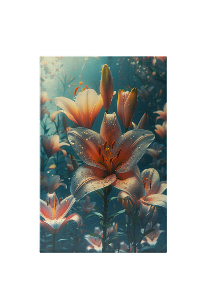 StoryGift Romania Tablou Canvas Grădina Fermecată Flori Ce Înfloresc La Miezul Nopții Roua În Lumina Lunii , Pict