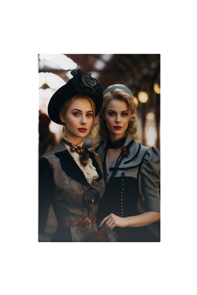 StoryGift Romania Tablou Canvas: Doamne Imbracate Elegant Cu Ruj Ros Si Ochii...