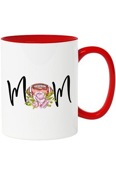 StoryGift Romania Cana Cu Minge De Fotbal American Deasupra Unor Flori Cu Mesajul "mom", Mama, Iub, Cu ,stg