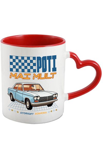 StoryGift Romania Motivational Message Mug You Can Do More Classic Car, 330ml, Ceramic With Handle I, With, left
