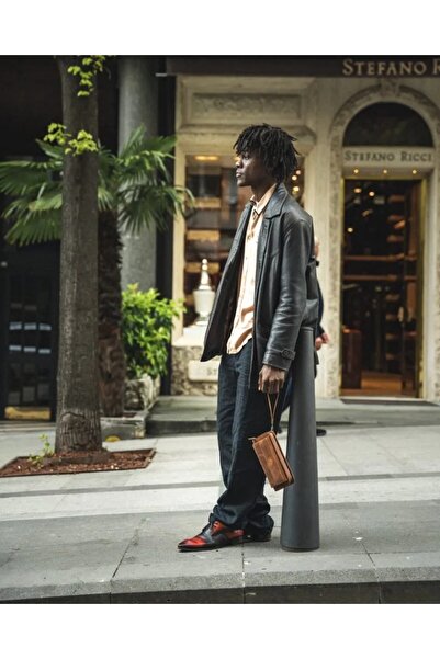 Fil Deri Luxury Bag Multi-Compartment Genuine Leather Premium Hazelnut Handbag with Hand Grip 2082