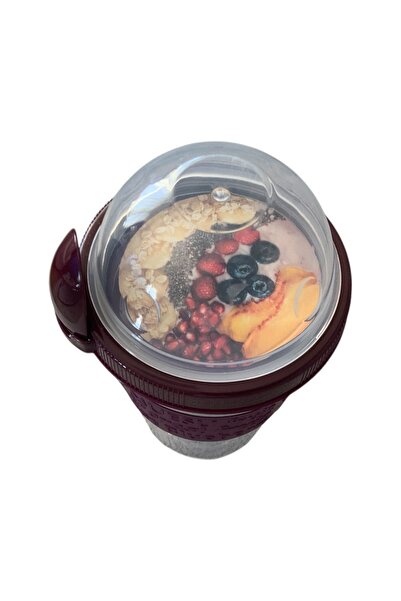 Madame Coco علبة وجبات خفيفة من بانسي مع ملعقة بلون البرقوق 600 مل حاوية تخزين وعرض أنيقة مع ملعقة