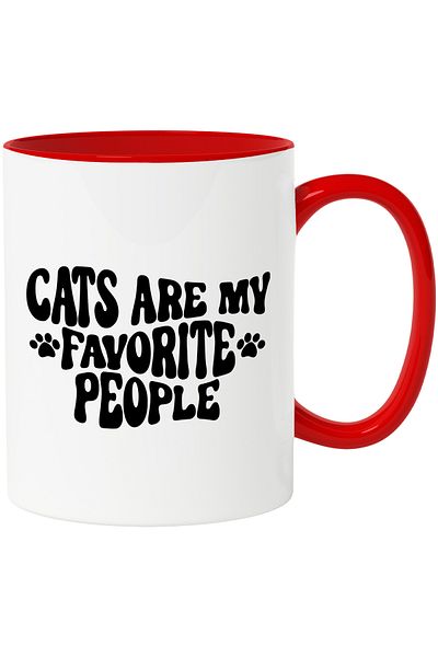 StoryGift Romania Mug with paws and the message "Cats are my favorite people" - feline with Handle, With,STG.