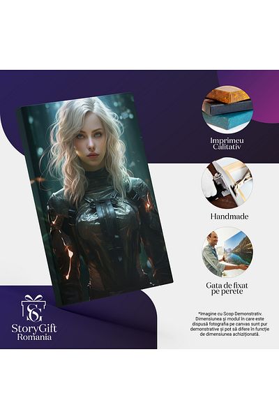 StoryGift Romania Tablou Canvas: Fata Razboinica Arta, Blond, Lucrari De Arta, Costum, Intuneric, Design Vestime