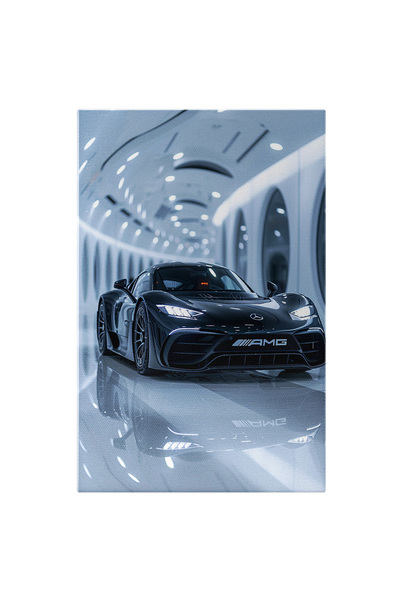 StoryGift Romania Tablou Canvas Sport Car Black Mercedes Amg Intr-o Camera Alba Luminata Cu Geamurile Rotunde Ma
