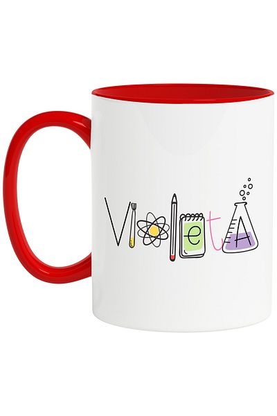 StoryGift Romania Mug With Name Violeta, School, Chemistry, Subjects, Algebra, Geometry, 330ml, Wax, With, STG.
