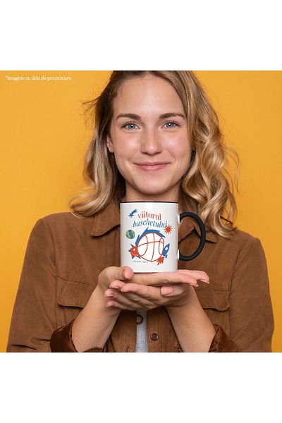 StoryGift Romania Basketball BALL Mug, Basketball Players, 330ml, Ceramic with Black Handle, With M,STG.