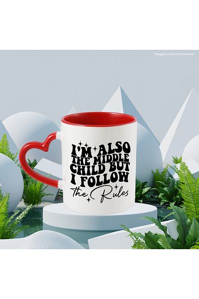 StoryGift Romania Mug for the middle child in the family who follows the rules with Heart Handle R, Cu, STG.