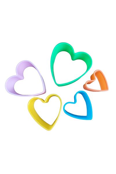 BV Set of 5 heart-shaped cookie cutters, for biscuits or donuts, 9 cm, 515COF