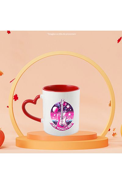 StoryGift Romania Mug with the message "Like totally 80s", illustration, retro style, old, guitar, music, With ,STG.