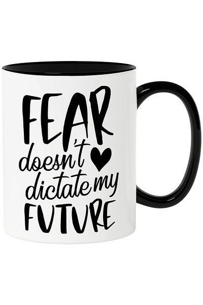 StoryGift Romania Mug with heart and the text "Fear does not dictate my future" with Black Handle, With Handle, STG.