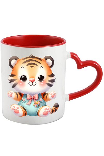 StoryGift Romania Mug with a cheerful tiger cub | illustration | waiting to be picked up | imb, Cu,STG.