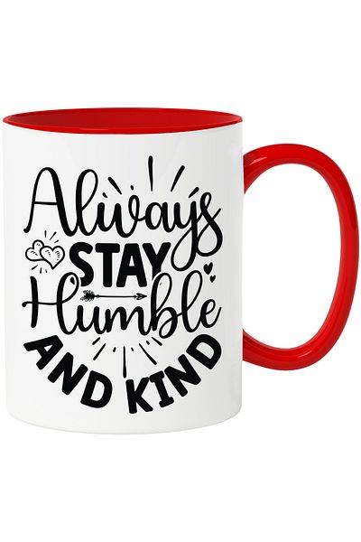 StoryGift Romania Mug with hearts and a message that urges you to always remain modest and kind to others, With,STG.