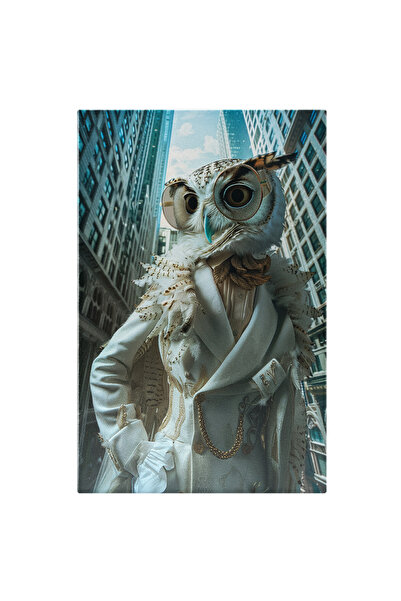 StoryGift Romania Tablou Canvas Femeia Bufnita Alba Cu Ochelari Si Cioc Albas...