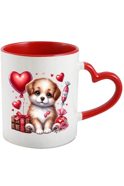 StoryGift Romania Mug With A Cheerful Puppy | Illustration | Gift | Chocolate | Sweets | Flowers | B, Cu ,stg