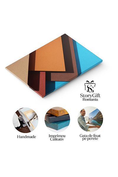 StoryGift Romania Tablou Canvas - Design Cu Tonuri Calde, Simplitate Si Estetica Moderna: Postcard, Red, Minimali