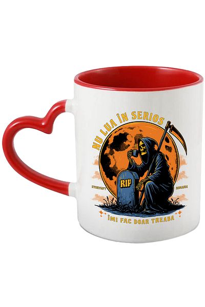 StoryGift Romania Death Coffee Mug with Scythe at the Grave Don't take it seriously. I'm just doing my job,, With ,STG .