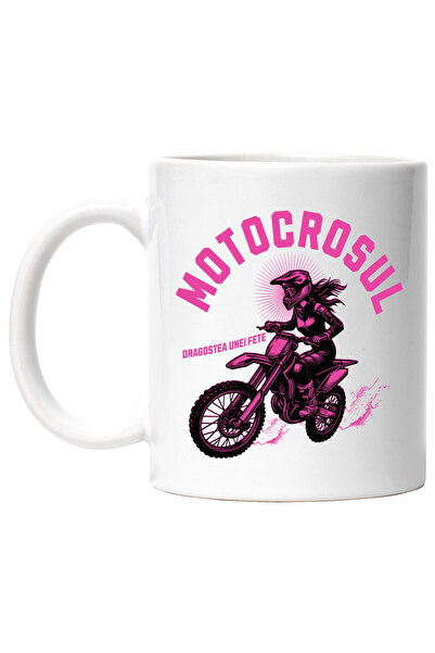 StoryGift Romania Cana Fata Pe Motocros Text Dragostea Unei Fete, 330ml, Cera...