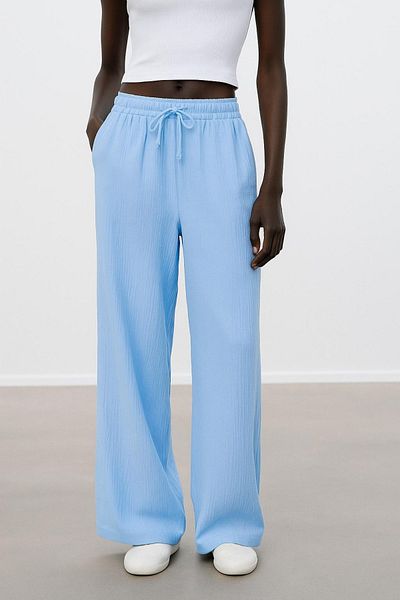 HAKKE Elastic Waist Muslin Palazzo Trousers