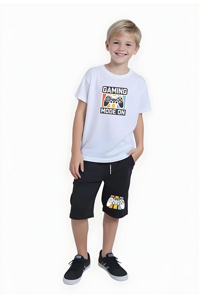 FYK KİDS Boy's Summer Printed Bottom-Top Suit