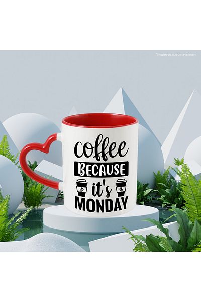StoryGift Romania Mug for coffee lovers with the message "Coffee, because it's Monday" with Ini Handle, With ,STG